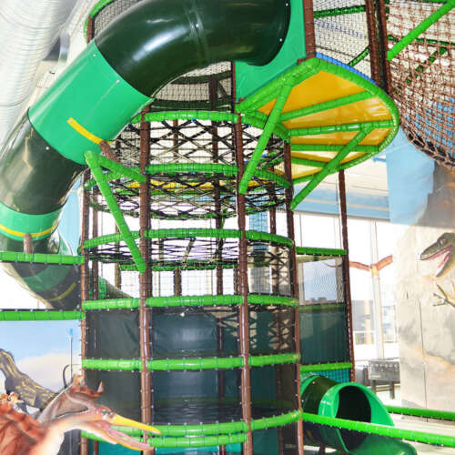 Power tower with slide